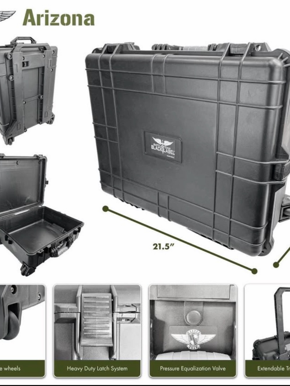 Battle Foam Black Label Miniature Gaming Travel Case Wheeled Hard Shell